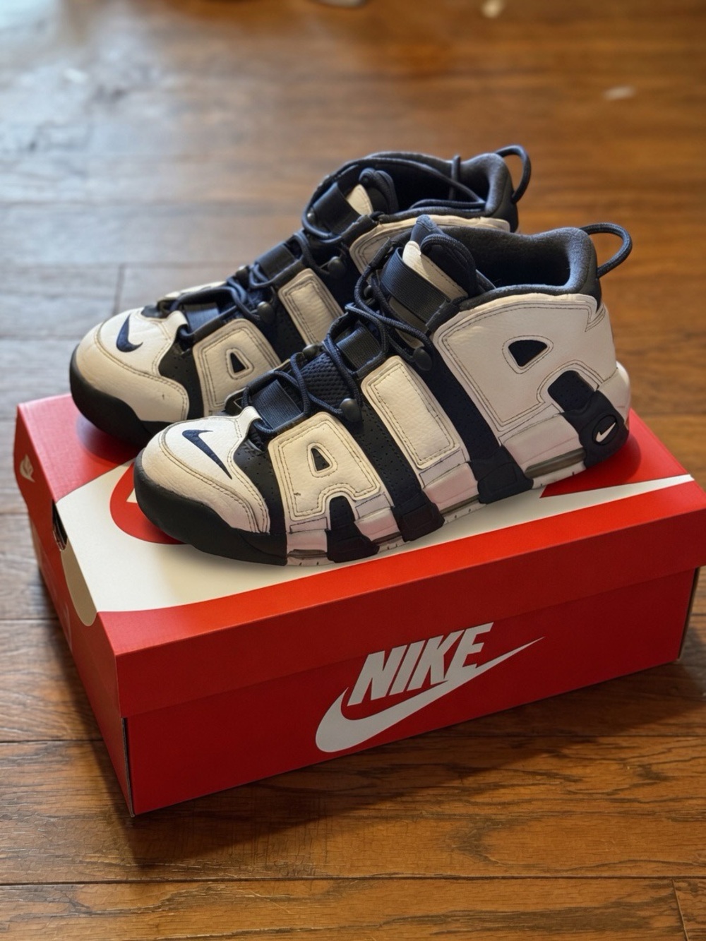 Nike Air More Uptempo 96 Olympic White Midnight Navy Metallic Gold Men Size 13